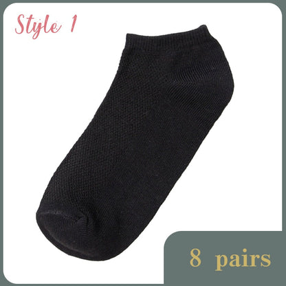 Sale! 8 Pairs Lot Solid Mesh Women&#39;s Short Socks Invisible Ankle Socks Pack Ladies Spring Summer Breathable Thin Boat Socks Set